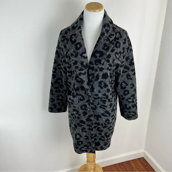 Madewell Texture & Thread Blazer Coat in Jungle Cat animal Print Gray XXS - Picture 2 of 6